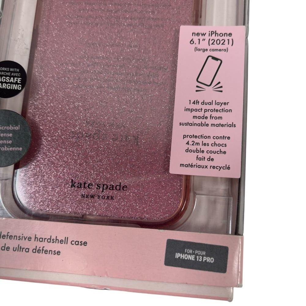 Kate Spade Apple IPhone 6’1” 2021 Large Hardshell Phone Case New Glitter Pink - Picture 2 of 4